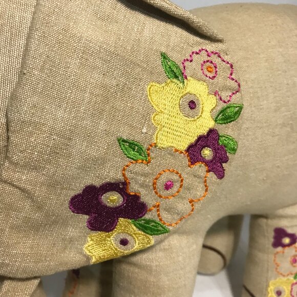 Handcrafted Linen Elephant With Colorful Embroidery - Made In India - 11.5 Inche - Picture 2 of 10